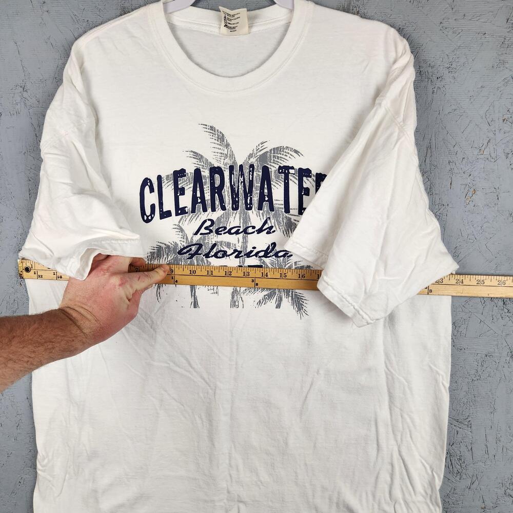 Vintage Clearwater Beach Florida Shirt Mens XL White Graphic Tourist Palm Tree - Picture 5 of 8